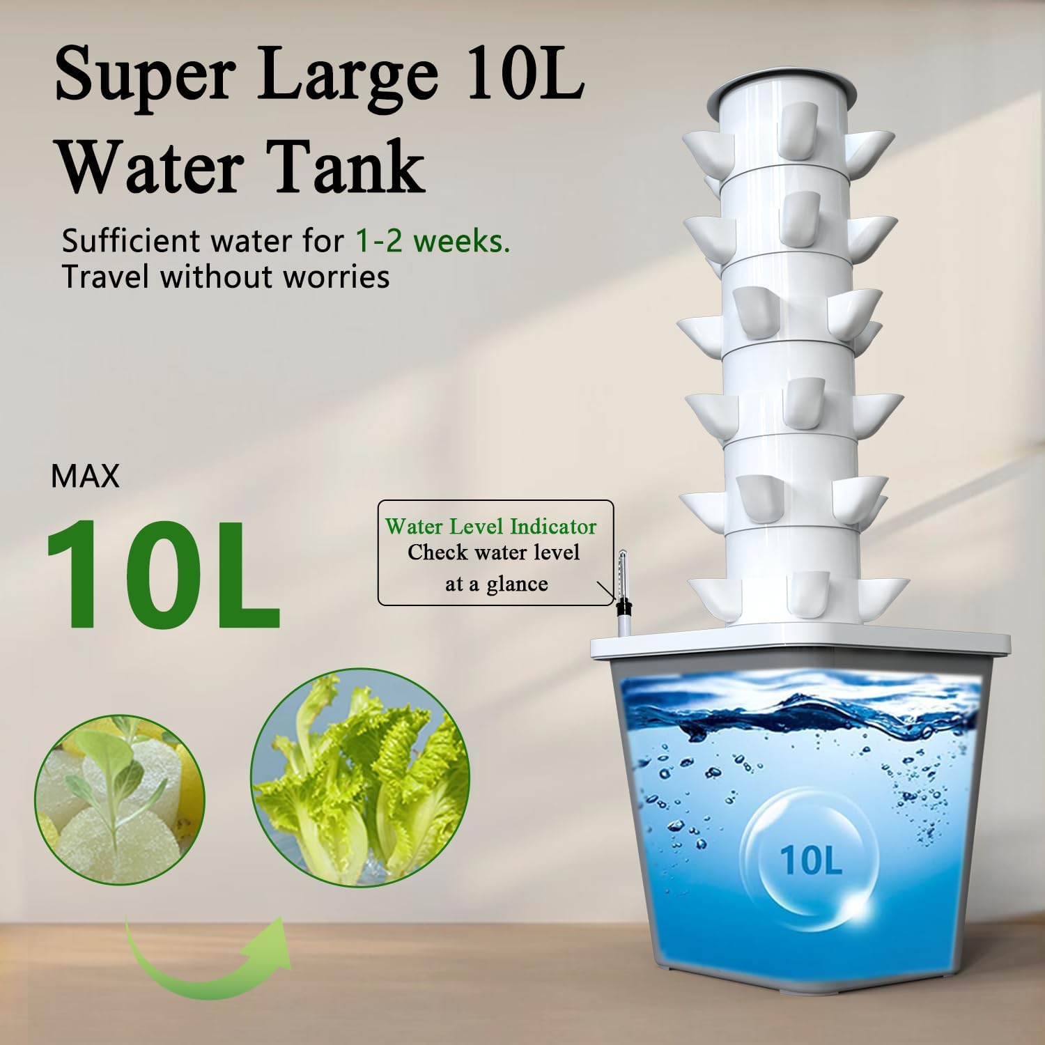Hydroponics Growing System, 30-Plant Indoor Hydroponic Tower with Timer and Pump System, Plants Germination Kit