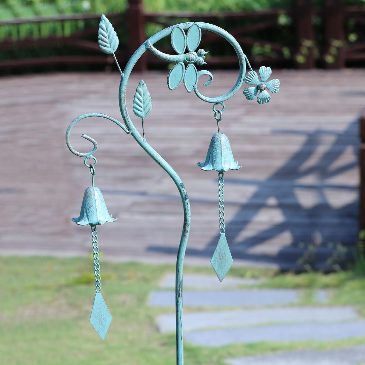 Dragonfly Metal Garden Art,Decorative Garden Stake with Bells for Outside | 46.8"H Dragonfly Garden Decor,Wind Chime