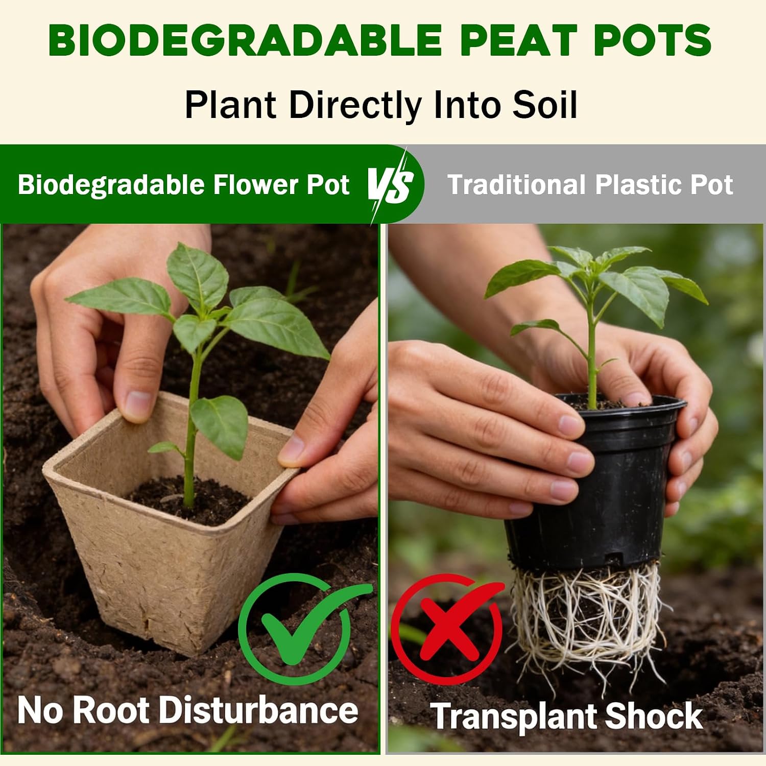 5PCS Seed Starter Tray with 90PCS Square Seed Peat Pots,Seed Starter Kit | Plastic Germination Trays and Square Peat