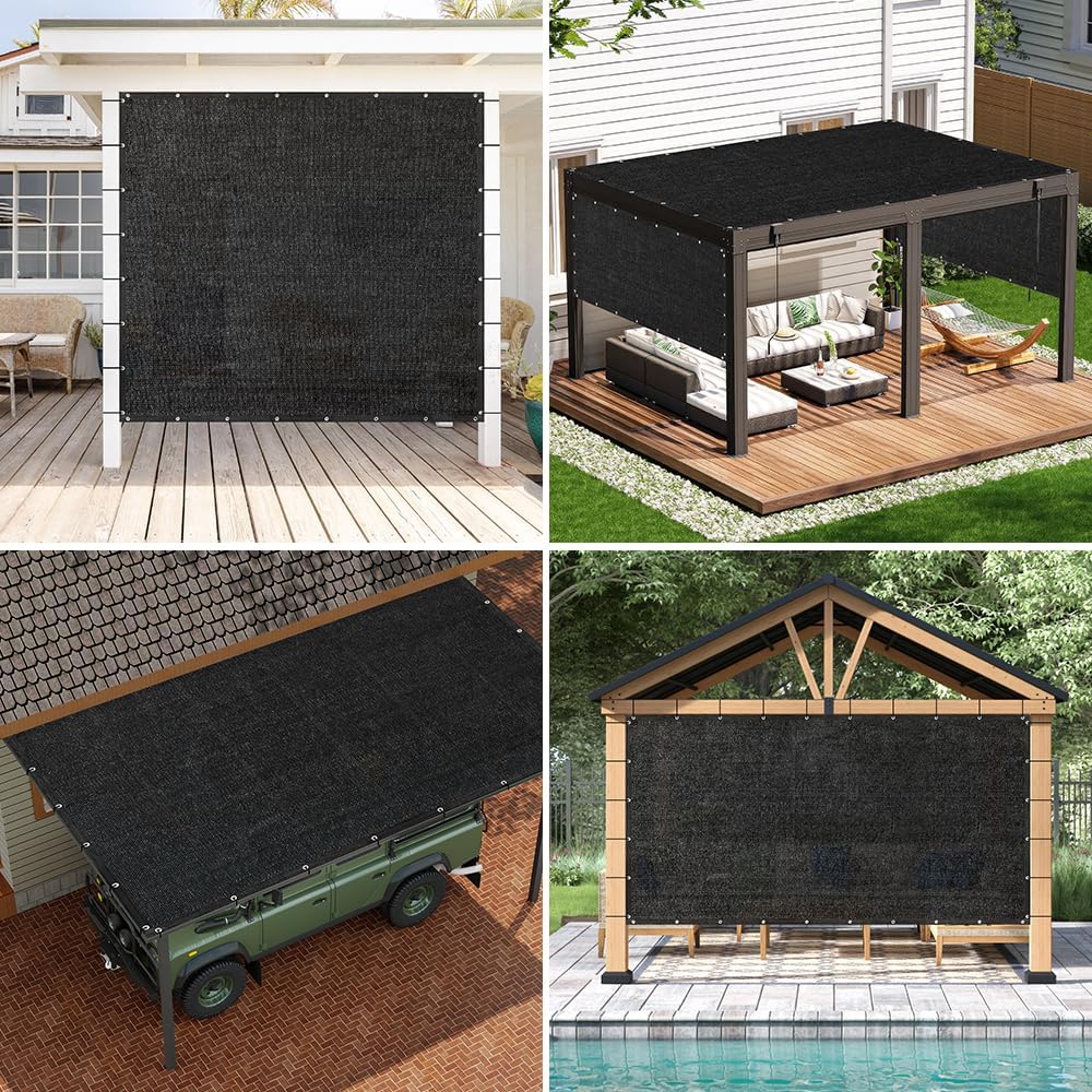 Kokorona 90% Sun Shade Cloth with Grommets, 8' x 12' Pergola Shade Cover for Outdoor Patio, Mesh Tarp Patio Sun Screen