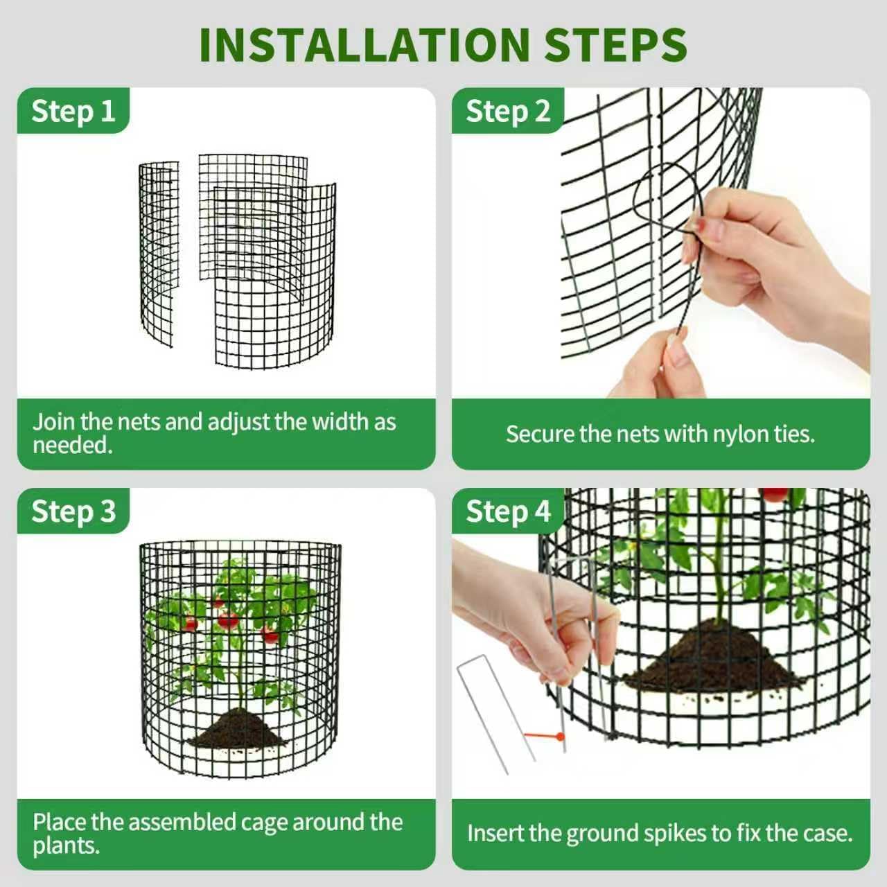 10 Packs Round Plant Protector from Animals,Metal Wire Mesh Garden Plant Cages for Outdoor Gardening Supplies, Garden