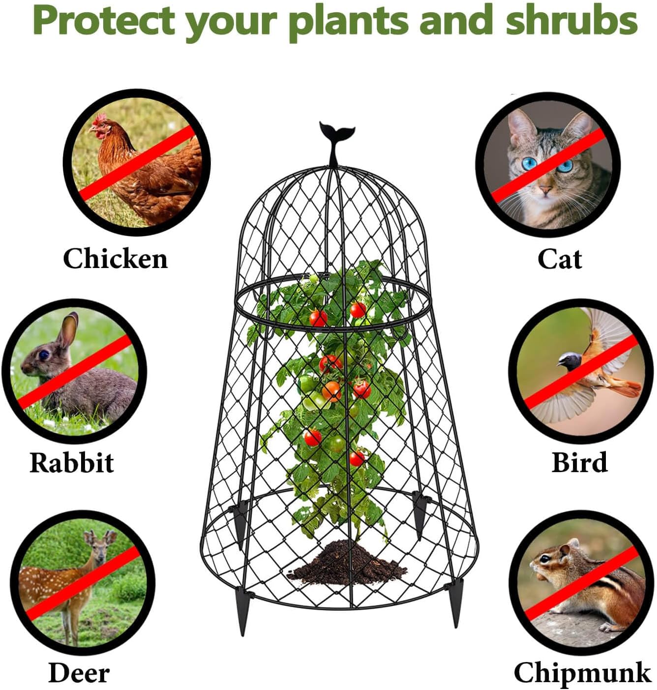 6 Packs Garden Cloches for Plants, Plant Protectors from Animals, Chicken Wire Cloche, Plant Cloche and Cage