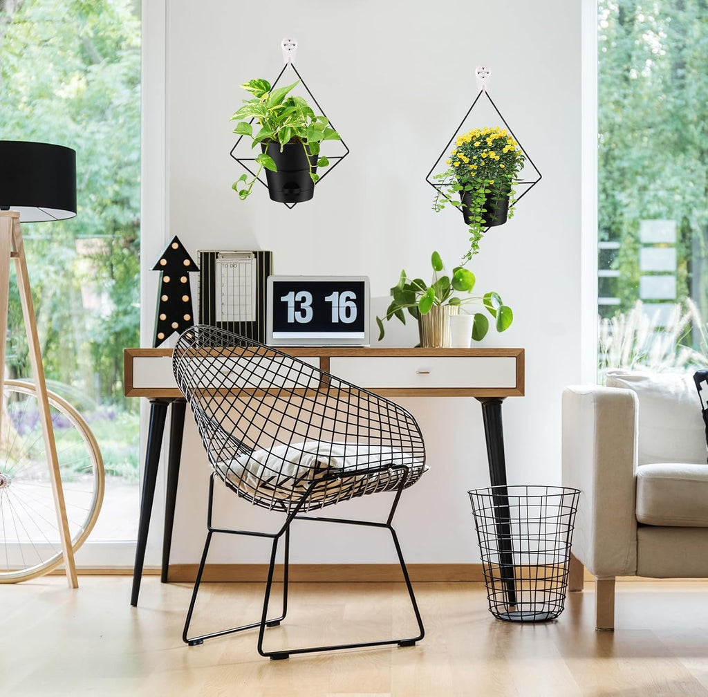 6 Sets Wall Planters for Indoor Plants Hanging Wall Planter with Metal Holder Geometric Self Watering Wall Pots Mounted