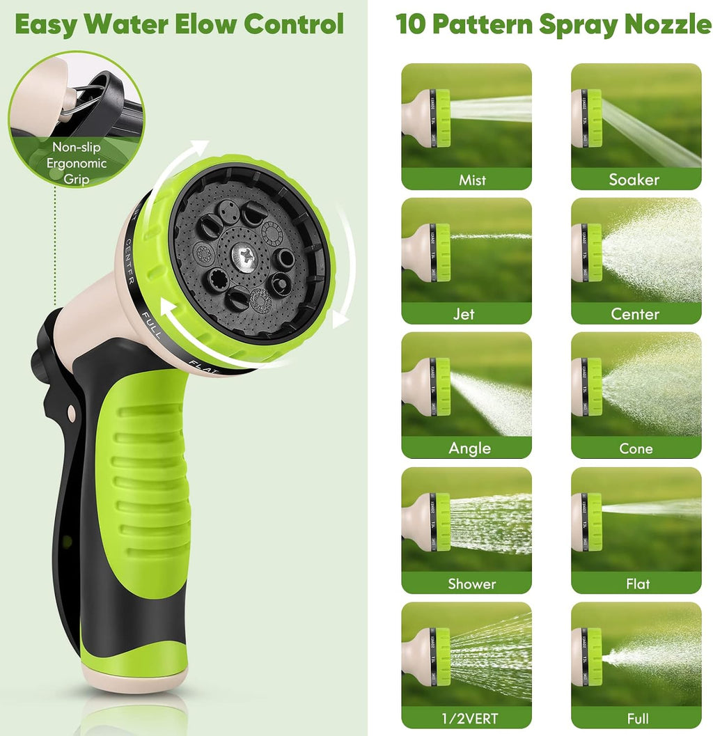 Unywarse Garden Hose 50FT Metal Water Hose with 10 Function Nozzle No-Kink | Flexible, Leak-proof, Heavy Duty