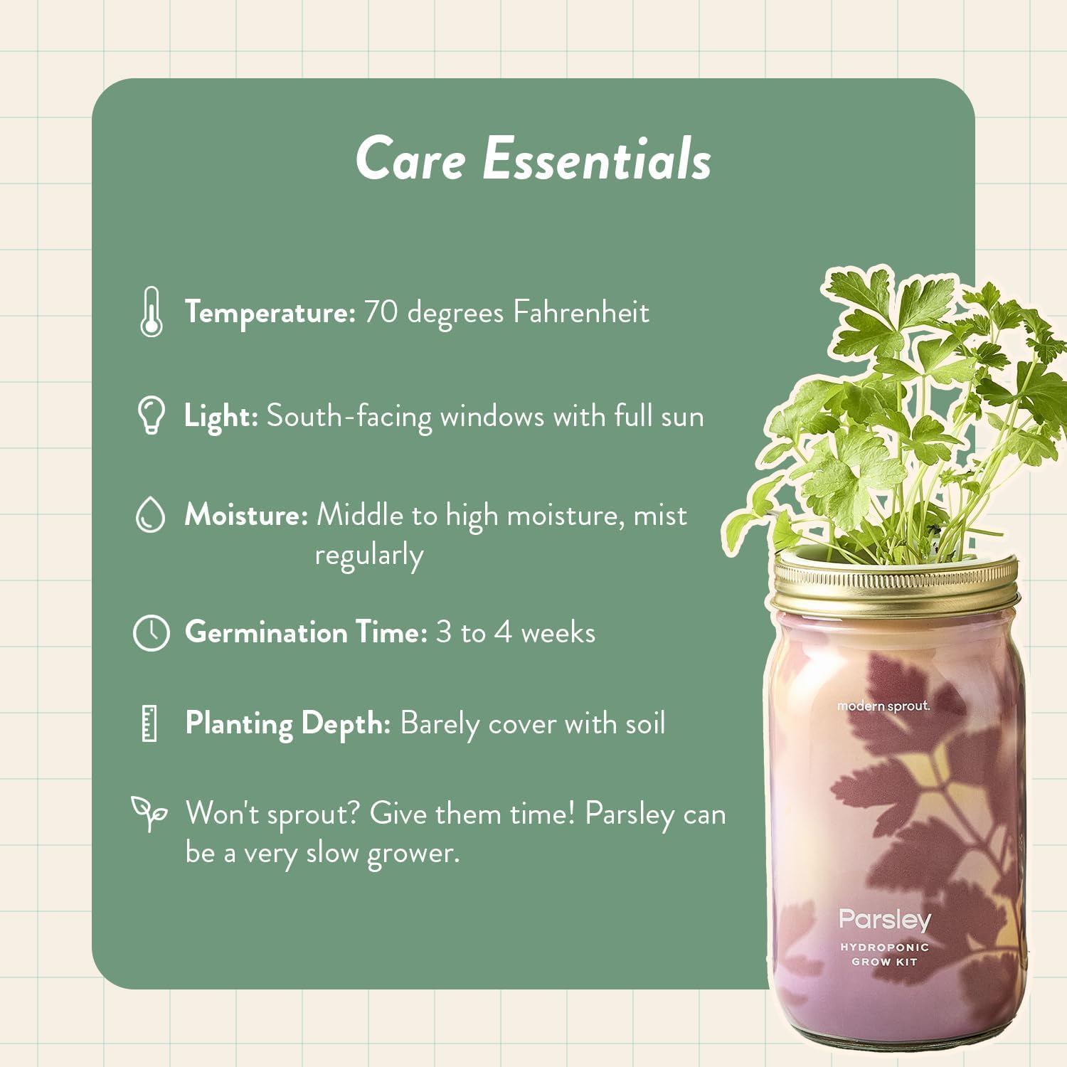 Modern Sprout Garden Jars + Smart Growbar Bundle- Basil, Rosemary & Parsley | Self-Watering Hydroponic Herb Growing Kit