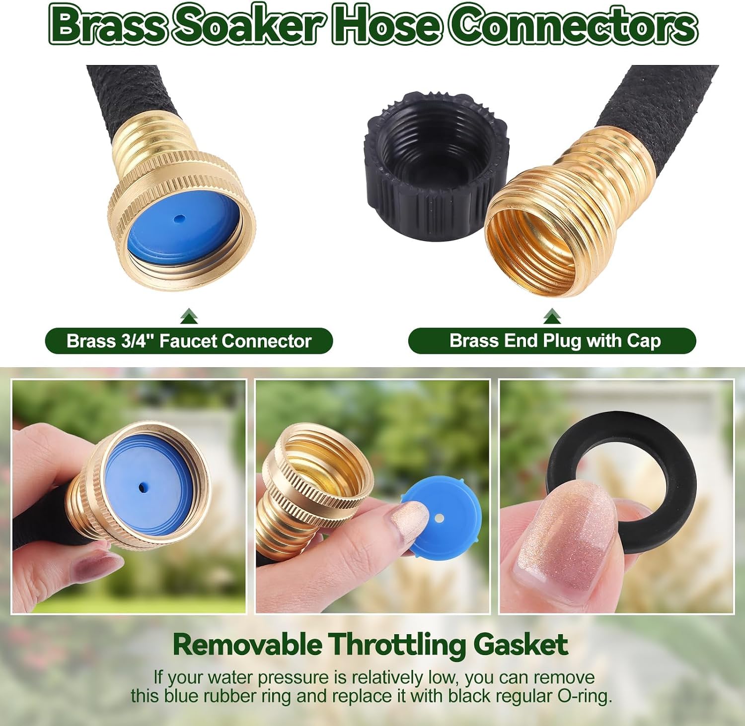 Kalolary 100FT Soaker Hose 1/2" Drip Hose for Garden 80% Water Saving Drip Hose with Brass Connectors Drip Irrigation