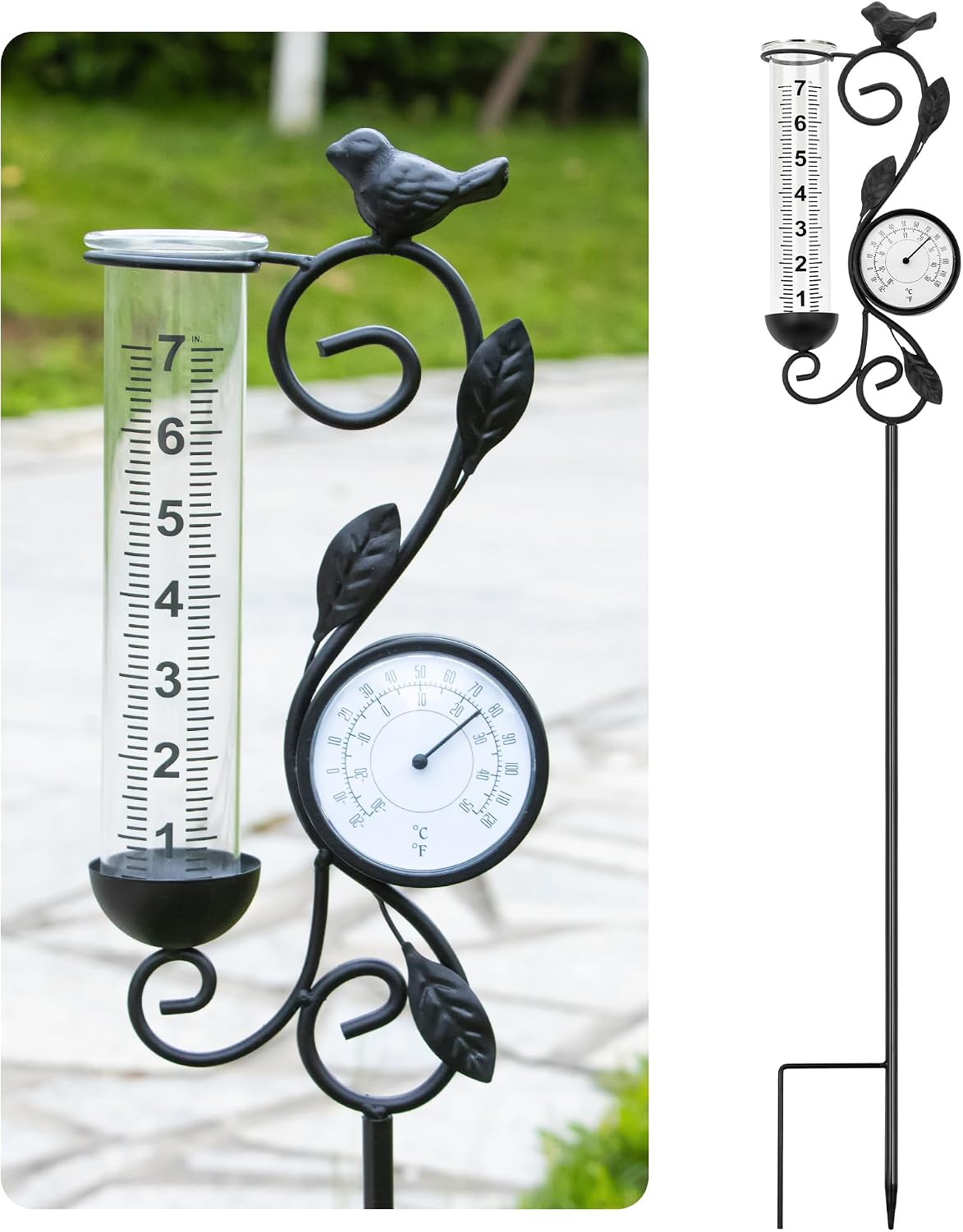 27'' Tall Rain Gauge Outdoor with Luminous Beads