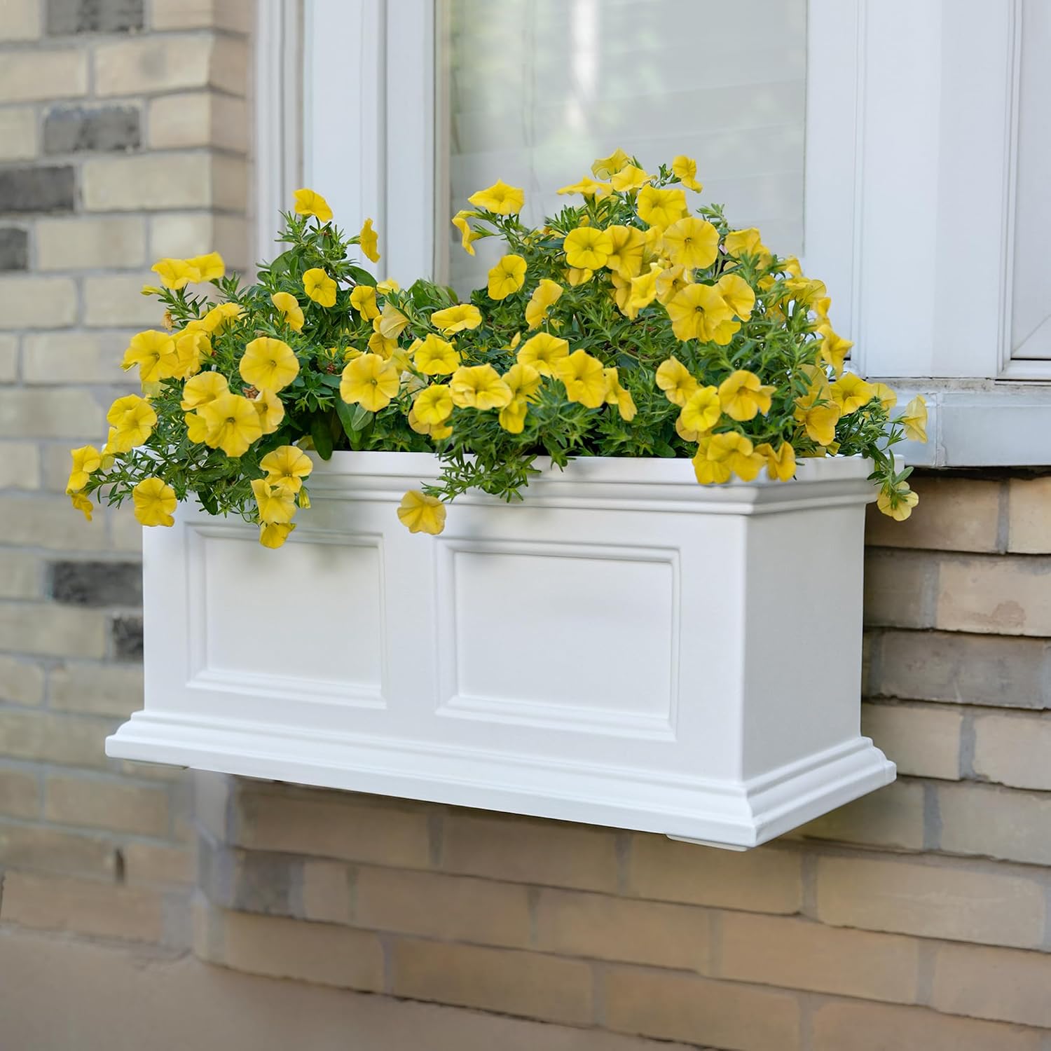 Mayne Fairfield 24in Self-Watering Rectangular Window Box Planter, White | Self-watering, All season, Fade resistant
