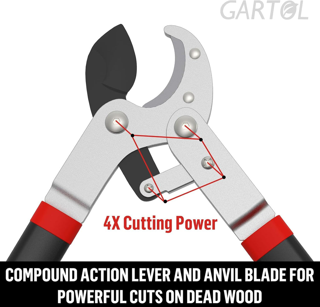 GARTOL Heavy-Duty Anvil Lopper, 29" Tree Pruning Shears, with a Spare SK5 Steel Blade, Compound Action for Effortless