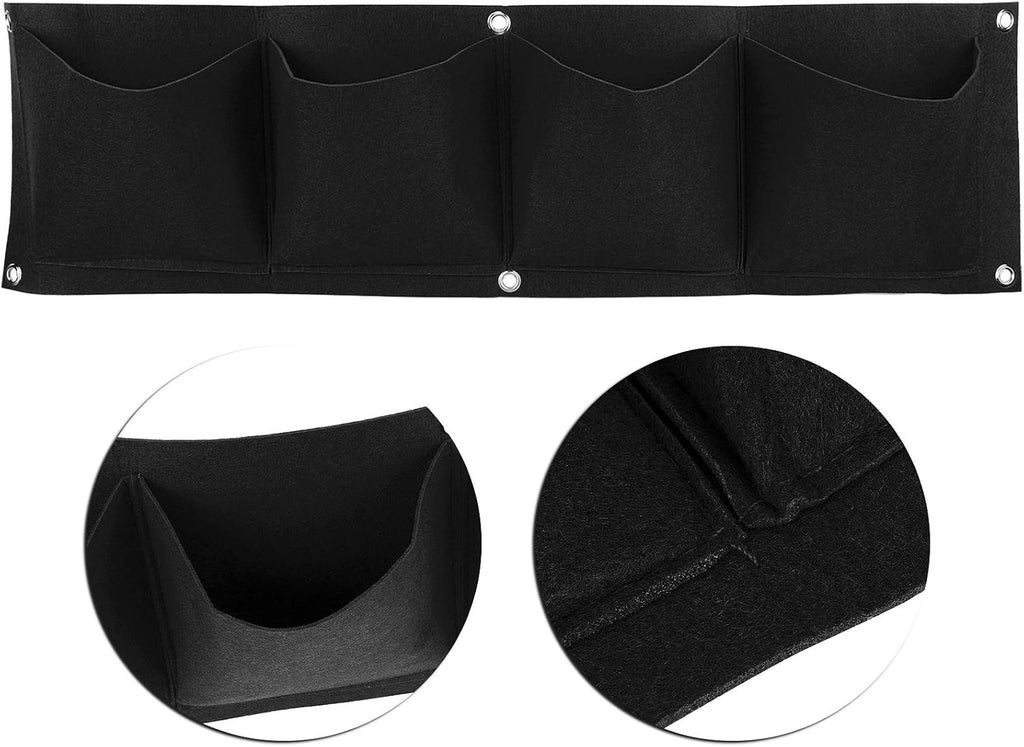 4Pcs 4 Pocket Felt Vertical Wall Garden Planter Plant Grow Bag Reusable Wall Mounted Planting Growing Bag for Flower