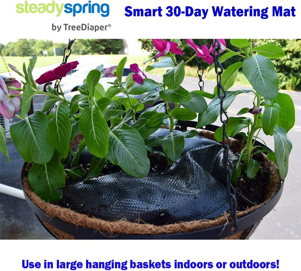 SteadySpring(R) Smart 30+Day Watering Mat Auto Refills with Rain for Tomato Plants, Peppers, Veggies, Perennials