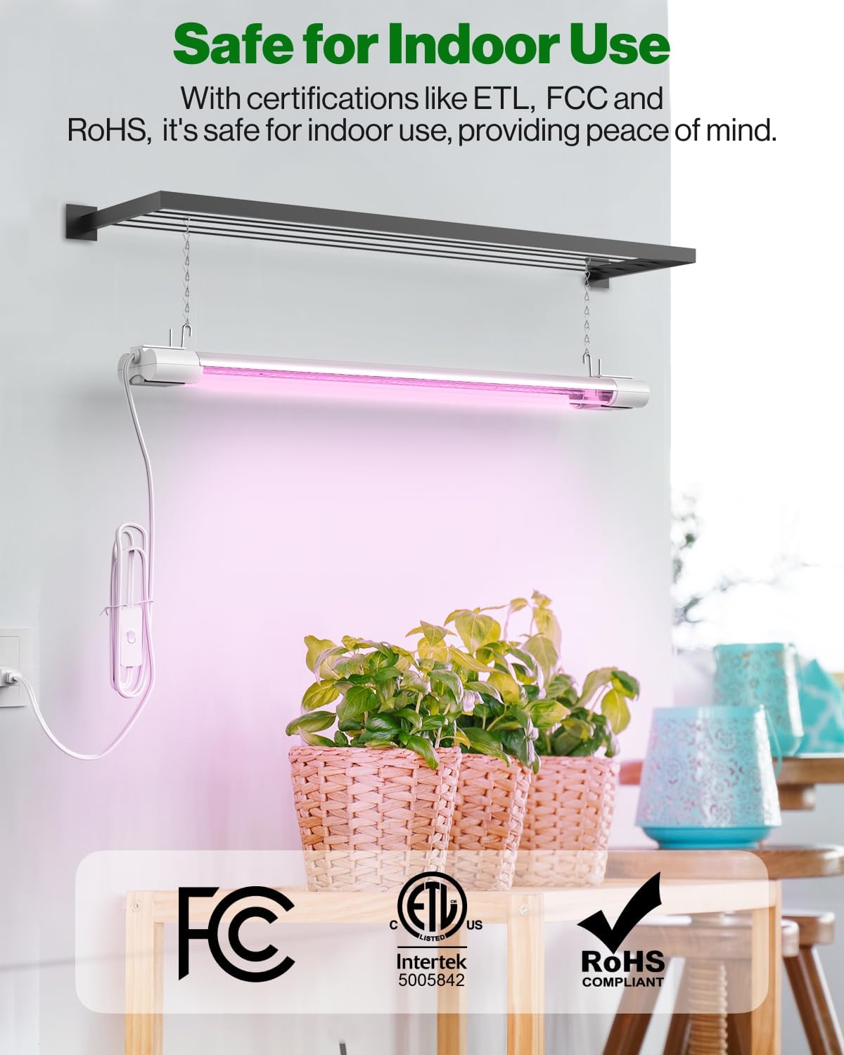 Sunco 4 Pack 2FT LED Grow Light, Full Spectrum, 20W | Indoor Lighting, for Seed Starting, Seedling, Indoor Plants, Plug