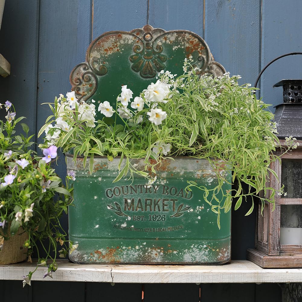 Metal Wall Planter Outdoor Wall Hanging Planter Rustic Wall Mount Planter Outdoor Wall Planter for Farmhouse Garden