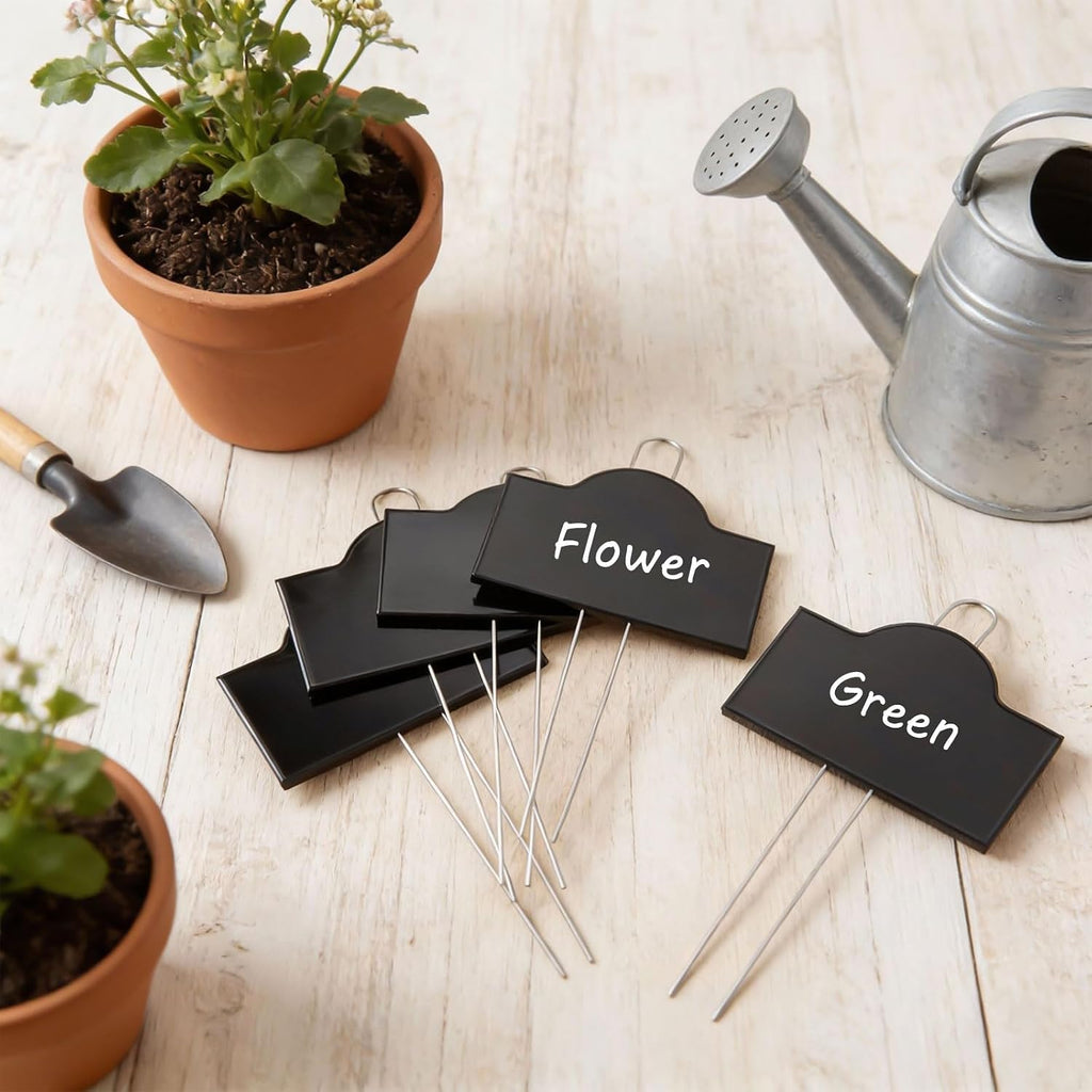 Landhoow 12 Pack Extra Large Metal Plant Labels 6" x 4" with 11'' Stake Stainless Steel Garden Markers Waterproof