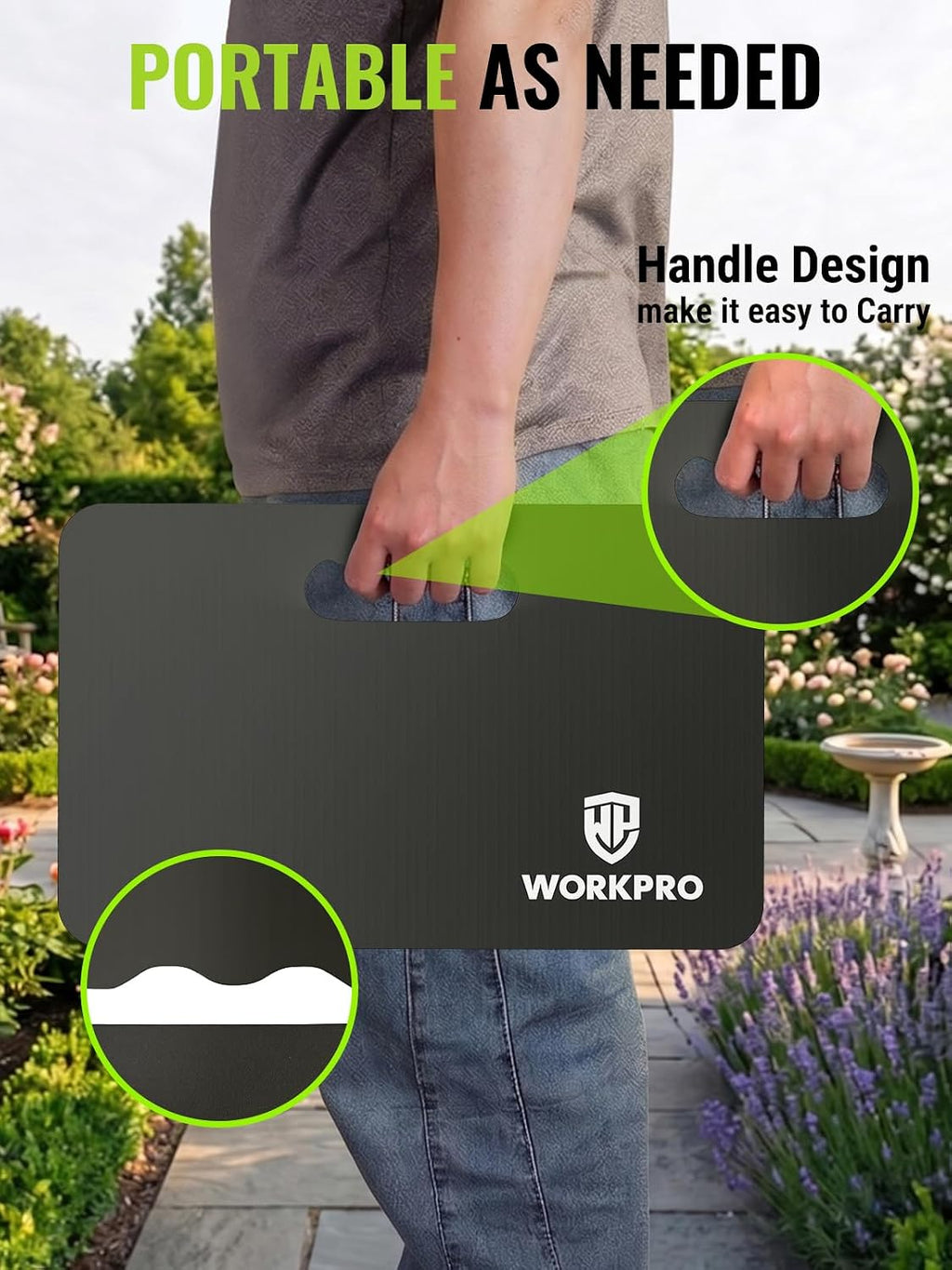 WORKPRO Extra Thick Kneeling Pad, 2 Pack, 17.5 x 11 x 1.5 in, Black | Soft NBR Foam Cushioning for Knee, Large Foam