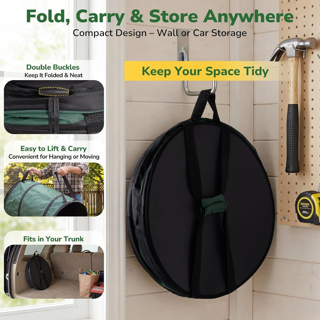 GreatBuddy Collapsible Trash Can 45 Gallon, Pop Up Yard Waste Bags, 600D Oxford Lawn and Leaf Bags with Drainage Holes