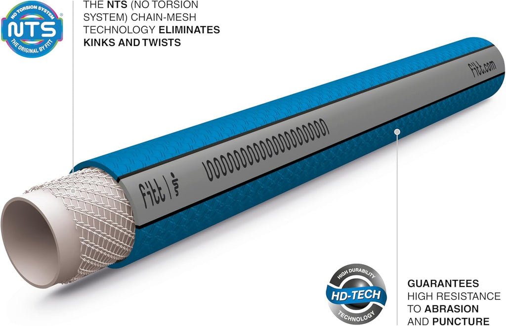 FITT HiFlo Water Hose 50ft, Multipurpose Flat Garden Hose, Easy to Use and Long-lasting Performance, Grey