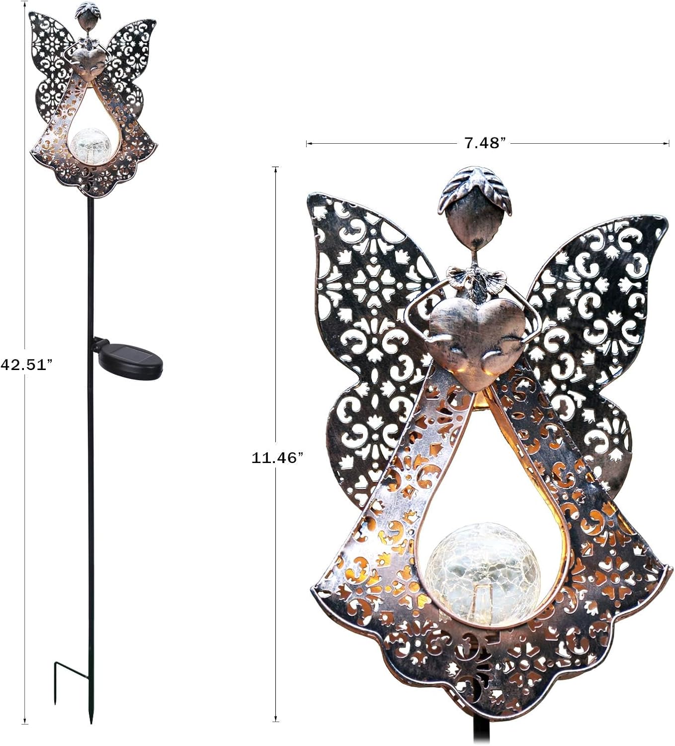 LEDs Solar Stake Lights for Garden Metal Warm White, Memorial Gift - Perfect as Remembrance & Sympathy Gifts