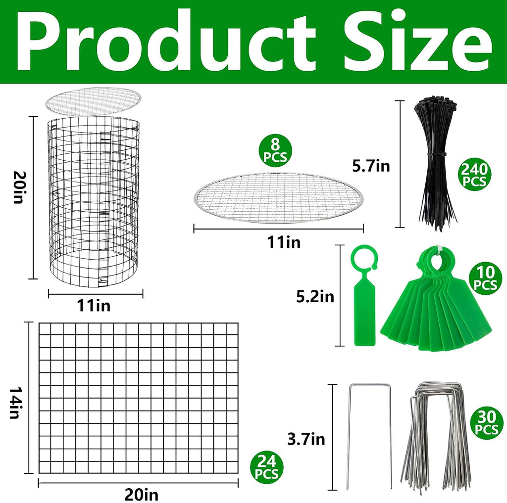Adnee 8 Pack Wire Plant Protector with Cover-20" x 11" Detachable Metal Plant Protectors Mesh-Garden Plant Protectors