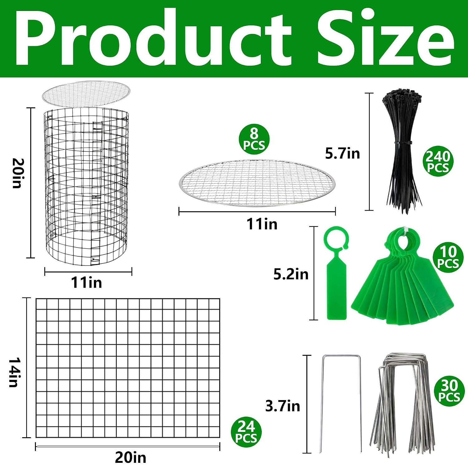 Adnee 8 Pack Wire Plant Protector with Cover-20" x 11" Detachable Metal Plant Protectors Mesh-Garden Plant Protectors