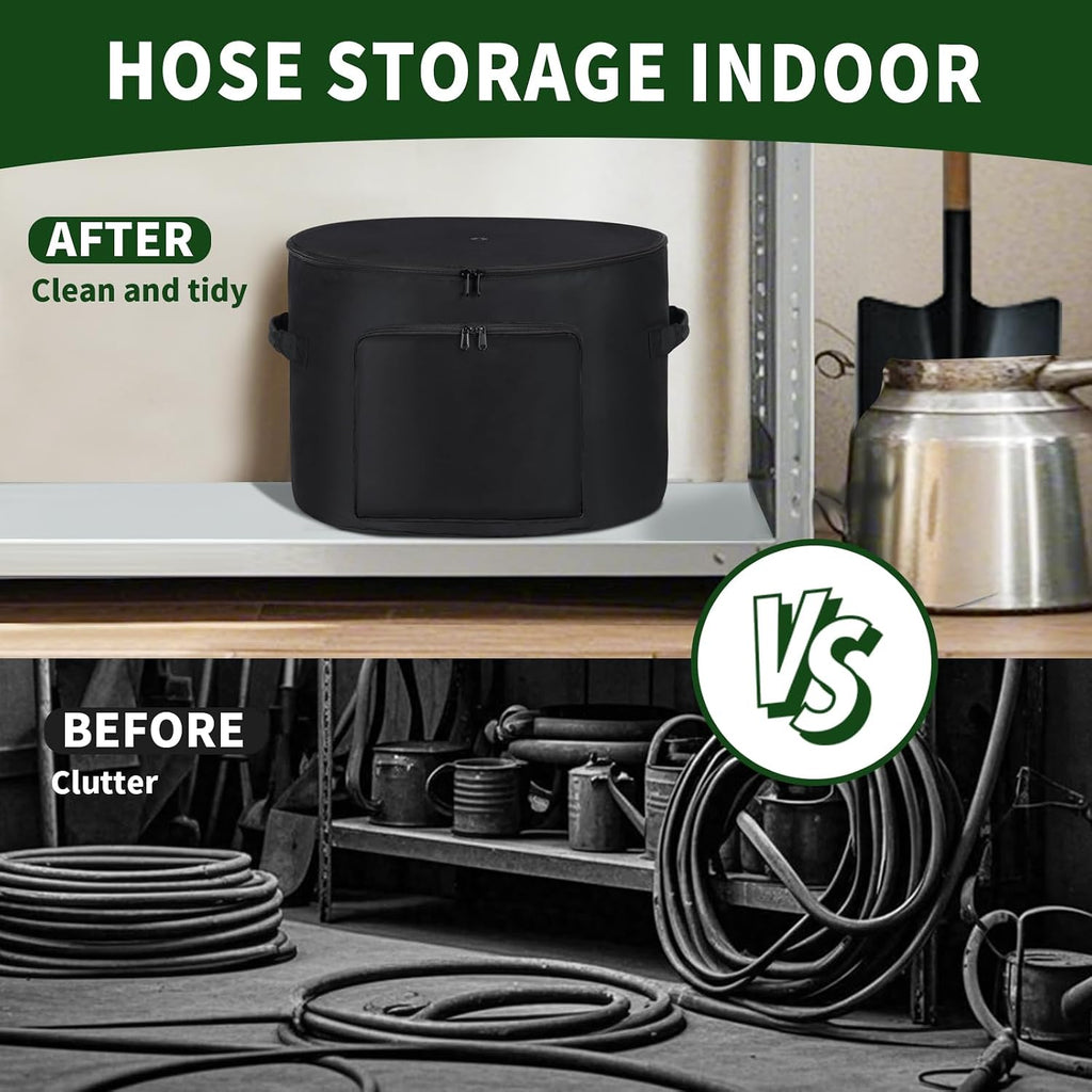 Garden Water Hose Holder Storage Bag Pot，Water Hose Hider，Holds 150 ft Hose ,Bottom With Drain Holes，Patio and