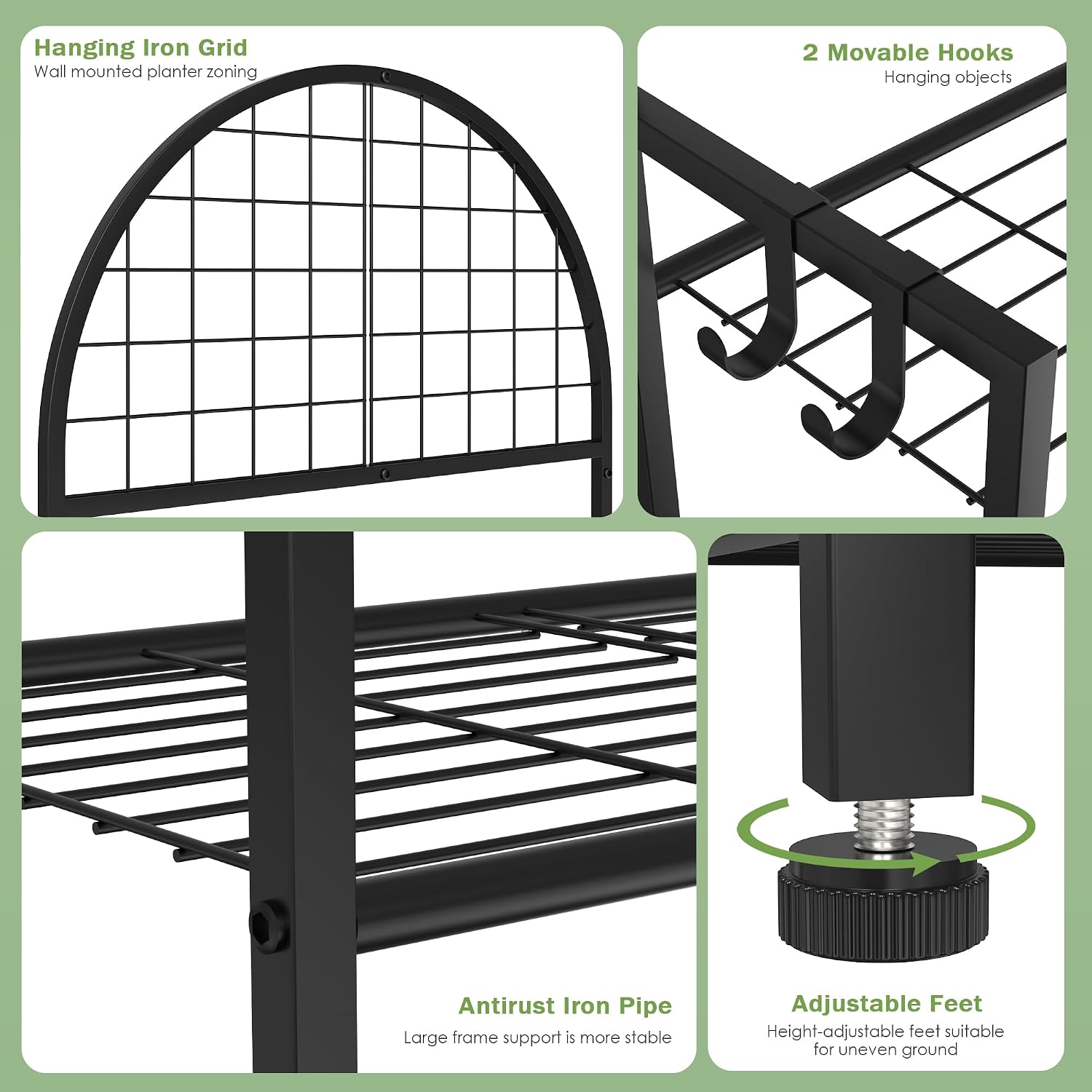 VGMiu 4 Tier Plant Stand Indoor Outdoor, Metal Plant Shelf for Multi Plants | Black Plant Display Stand Flower Plante