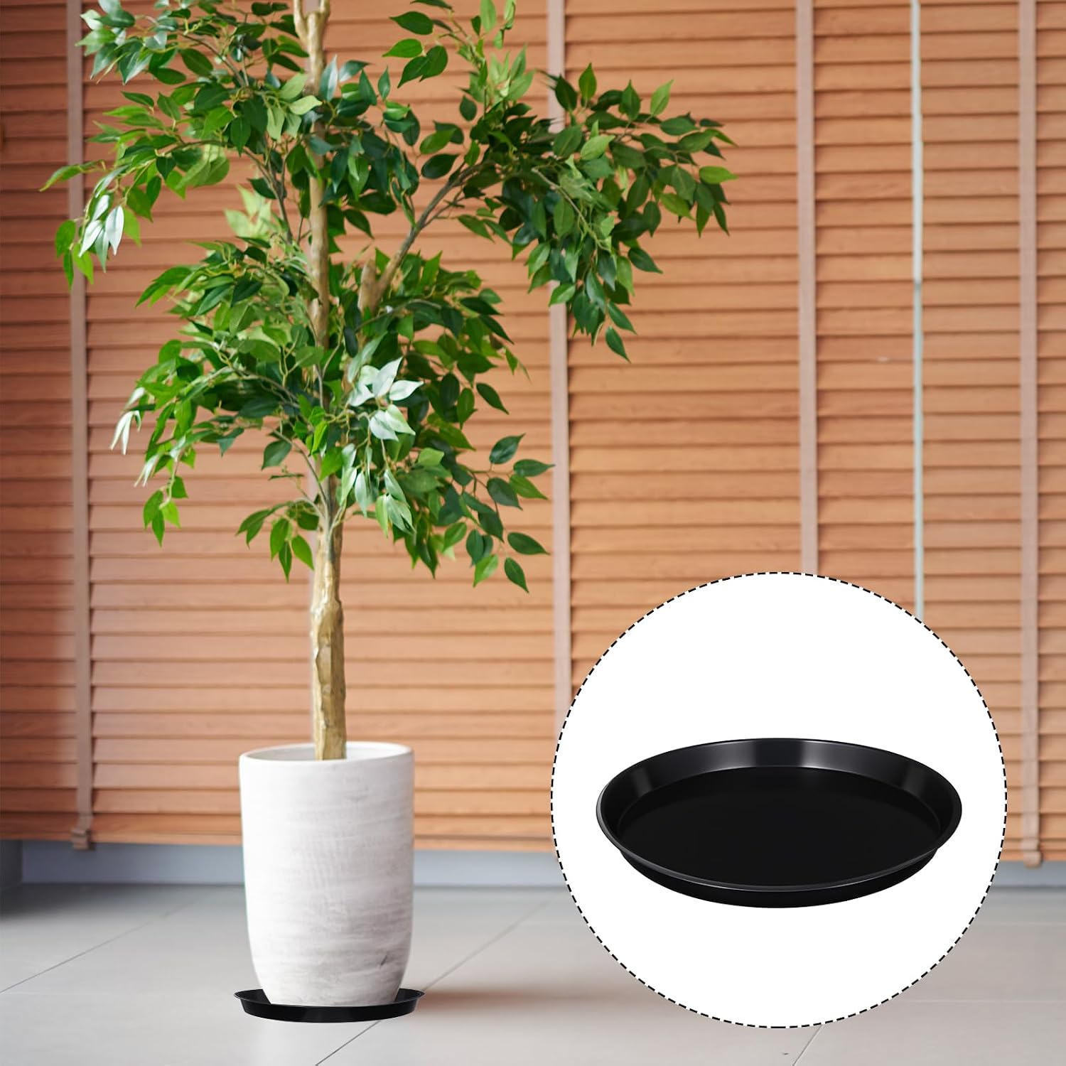 20Pack 13.4 Inch Plant Saucer, Heavy Duty Black Plastic Plant Trays for Pots – Round Drip Trays for Indoor/Outdoor