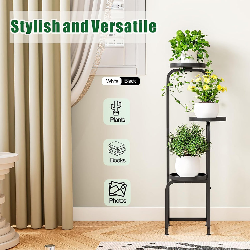 INGIORDAR Plant Stand Indoor Outdoor Corner Tiered Plant Shelf 3 Tier Metal | Space-saving Tiered Design Displays