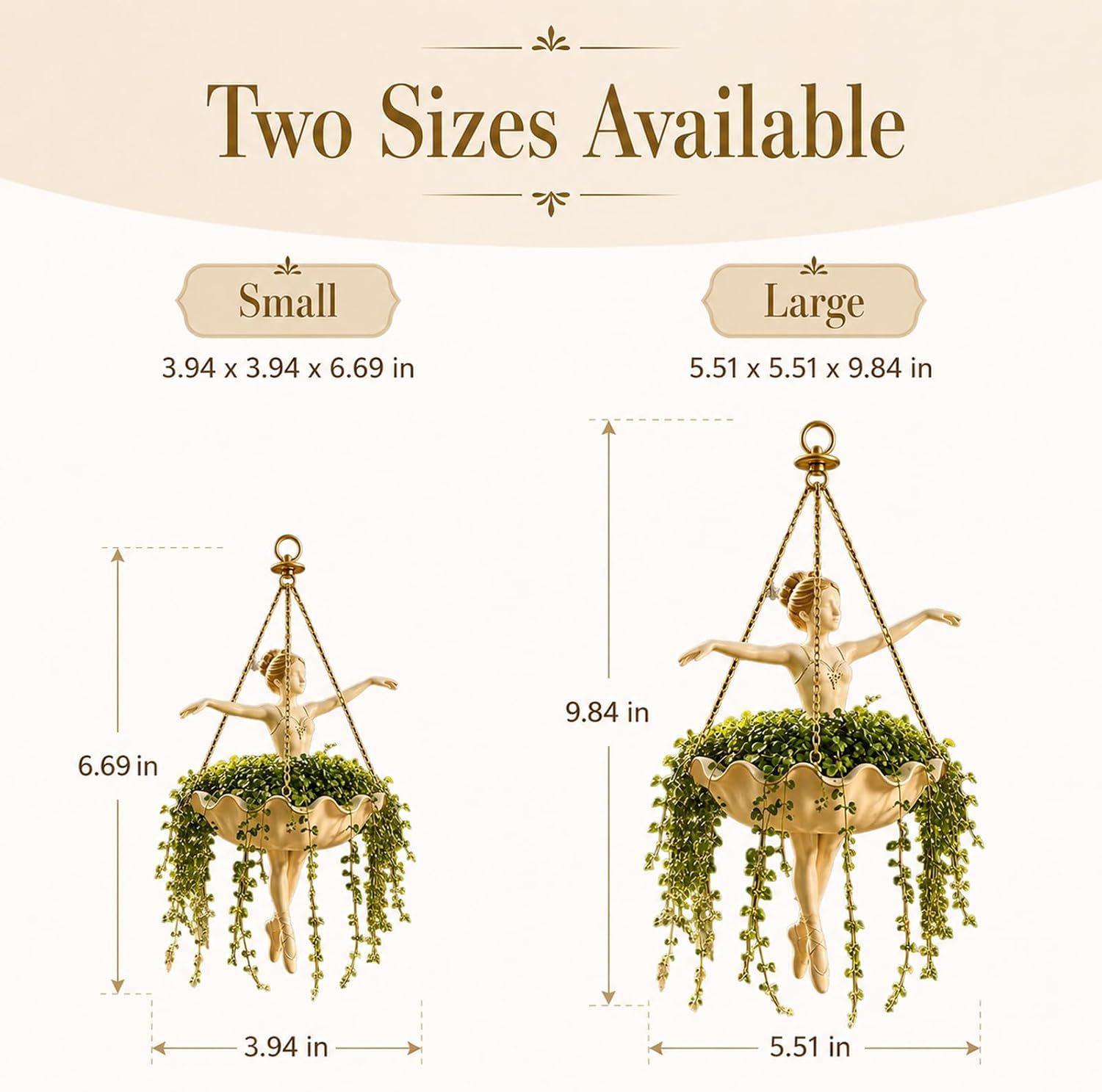 Ballerina Hanging Planter, Ballet Dancer Flower Pot For Plants，1：Large | Whimsical Design; Durable Chain; For Indoor &