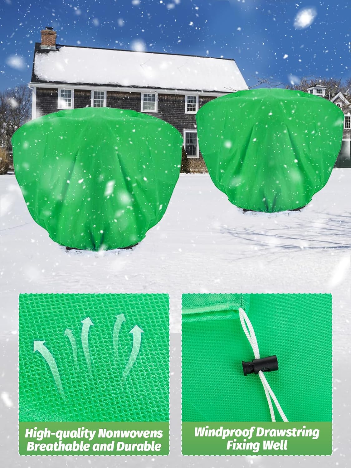 ANPHSIN 2 pcs 9.8ft x 9.8ft Extra Large Plant Covers Freeze Protection | Winter Shrub Plant Protection Bags, Frost