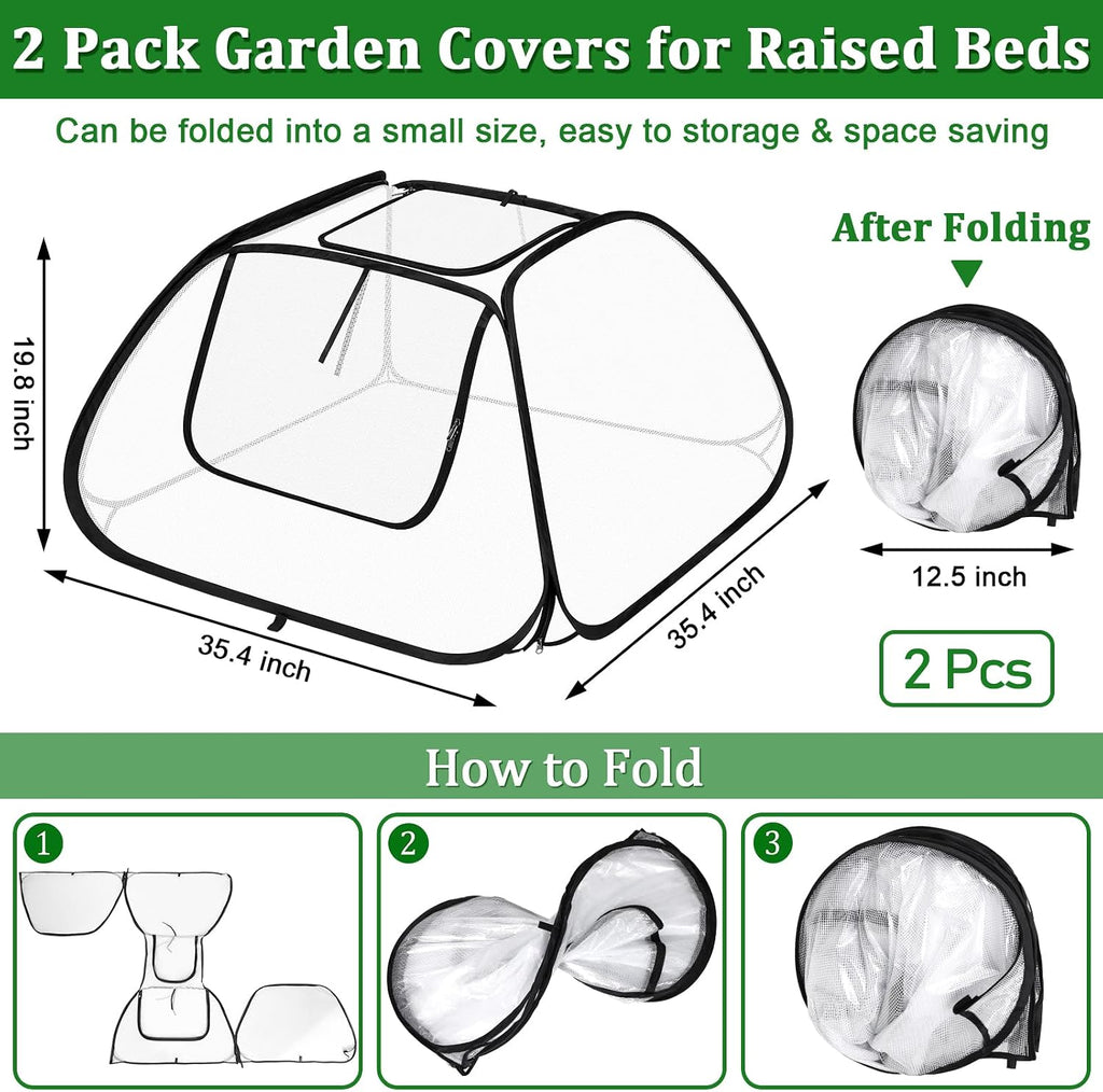 2 Pack Garden Covers for 6x3ft Raised Beds | Freeze Protection Greenhouse Cover for Raised Garden Beds Protecting