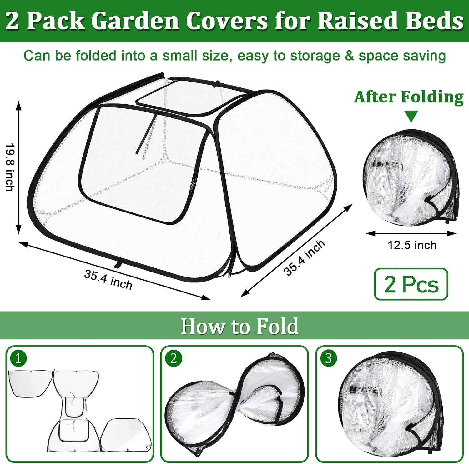 2 Pack Garden Covers for 6x3ft Raised Beds | Freeze Protection Greenhouse Cover for Raised Garden Beds Protecting