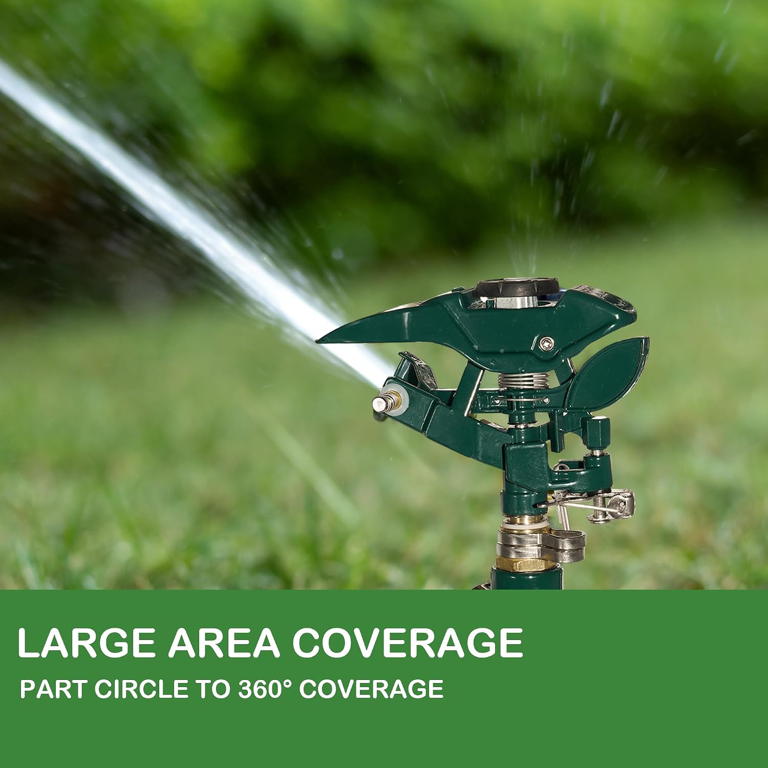 Hourleey 2 Pack Impact Sprinkler for Yard, Adjustable 360 Degree Zinc Alloy Sprinkler Head on Metal Step Spike, Heavy
