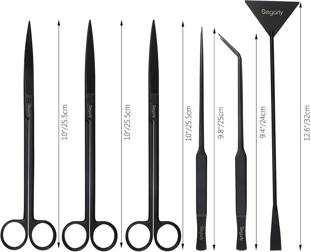 Segarty Aquarium Tools, 6 in 1 Stainless Steel Aquatic Plant Tweezers Scissor Spatula for Planted Freshwater Aquarium