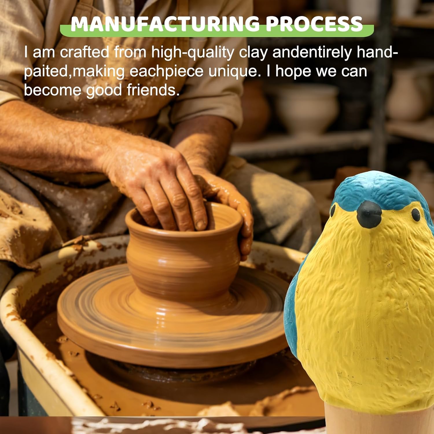 Plant Terracotta Self Watering Globes, Handmade Clay 4 Pack for Vacation | Bird-shaped handmade clay. Holds 3.2oz