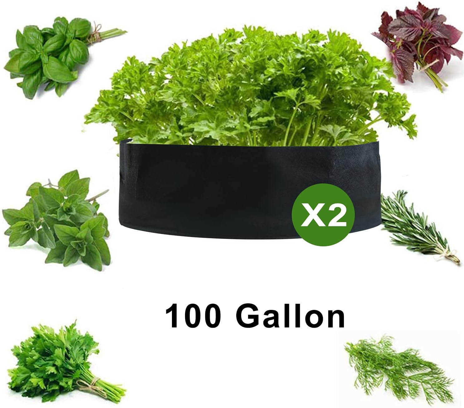 2-Pack 100 Gallon Large Non-Woven Grow Bags Reusable Thickened Durable Aeration Fabric Pot Black (100Gal_2Pcs)