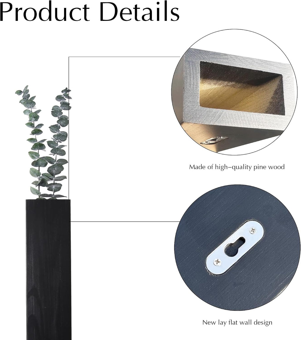 4PCS Black Wall Planters Modern Farmhouse Indoor Decor | Wood Wall Decor, Hanging Planter, For Living Room & Bathroom