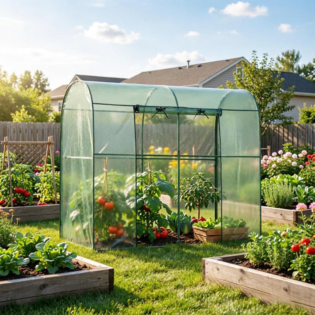 Crop Cages for Garden Plant, Plant Protection Tent with Zippered Door, Raised Bed Cover, Garden Bed Cover with Frame