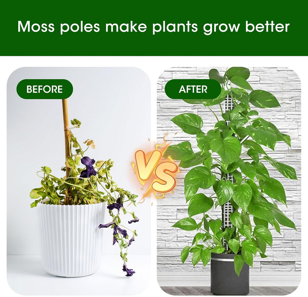 6 Pcs 25 Inch Plastic Moss Pole for Plants Monstera, Stackable Plant Support Stakes,Moss Pole for Climbing Plants