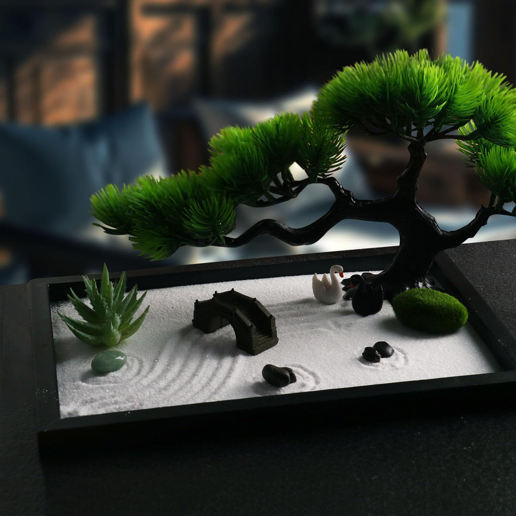Mini Zen Garden Kit, Zen Garden for Desk - Tranquil Zen Sand Garden for Office Decor with Assorted Meditation