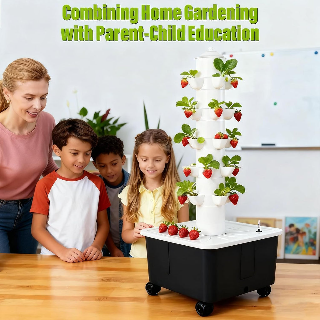 Hydroponics Growing System, Indoor Gardening System, Hydroponic Tower with 30 Liter Capacity Mobile Water Tank for