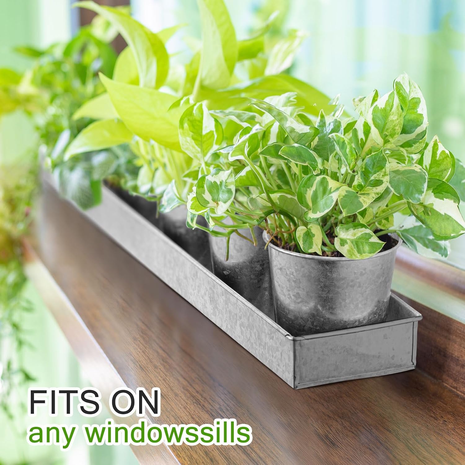 FoldTier 2 Sets Indoor Herb Garden Planter Kit with 10 Metal Pots, Silver | Metal Pots with Drainage Holes, Plant