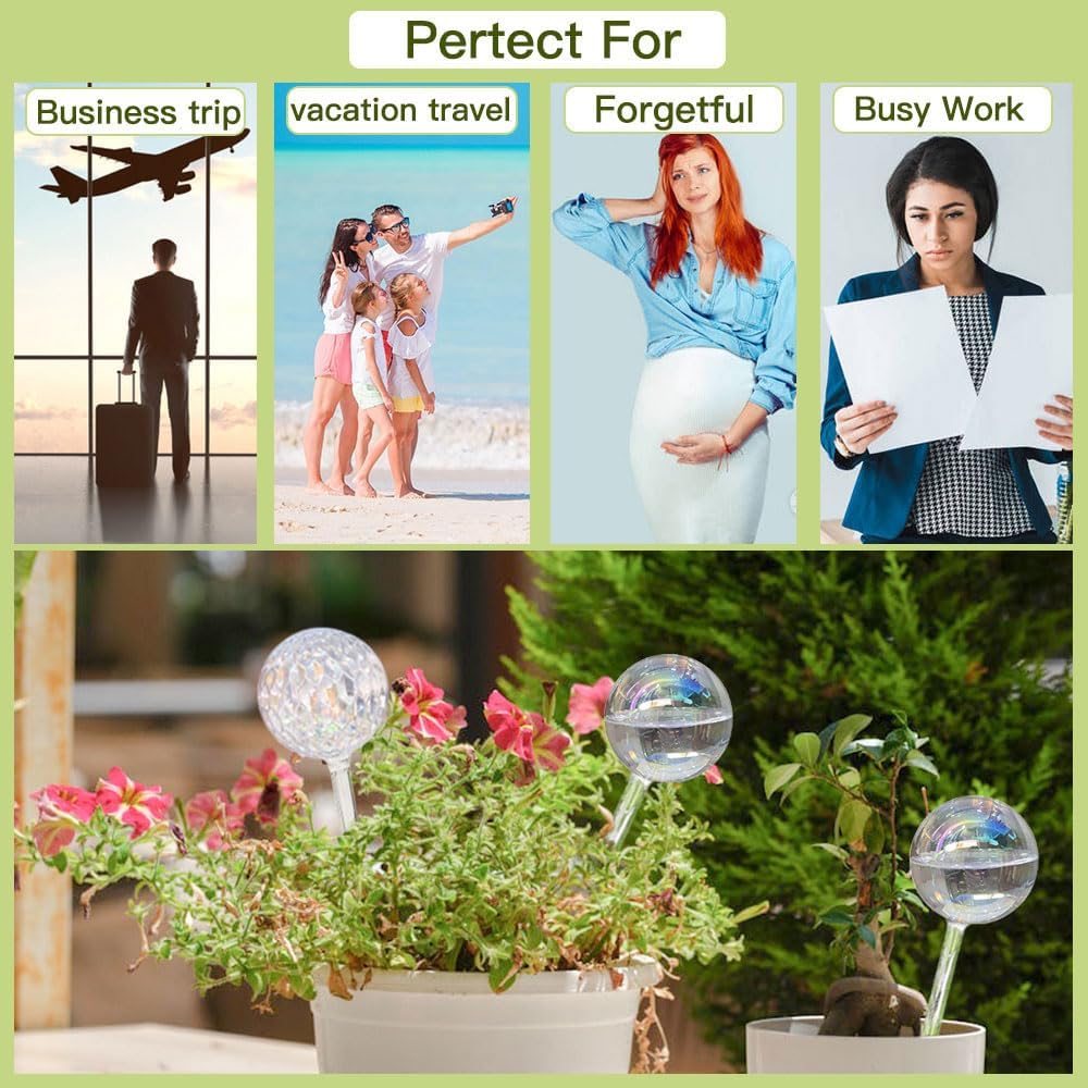 17 Oz 2 Weeks Glass Plant Watering Globes Large Vacation Water While Away Indoor Outdoor Potted Plant Slow Release Self