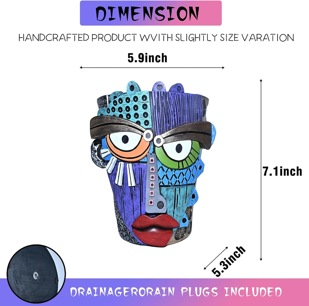 Midogaigai Abstract Face Planter Pots for Indoor Plants & Flowers Deco Gift | Funny Planter,Colorful Resin Flower Pots