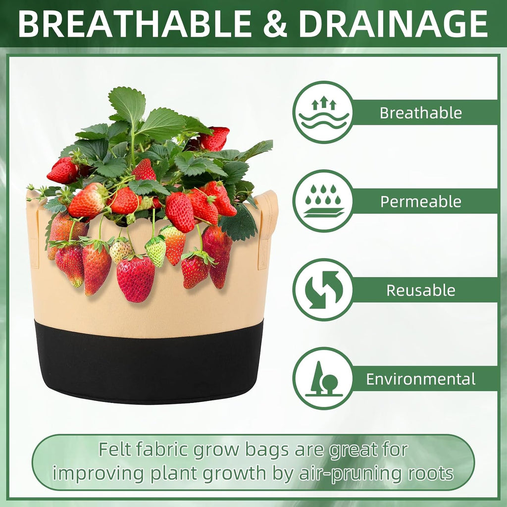 12 Pack 15 Gallon Grow Bags Colorful Fabric Plant Pots with Handles 15 Gal Garden Grow Bags Fabric Grow Pots Plant