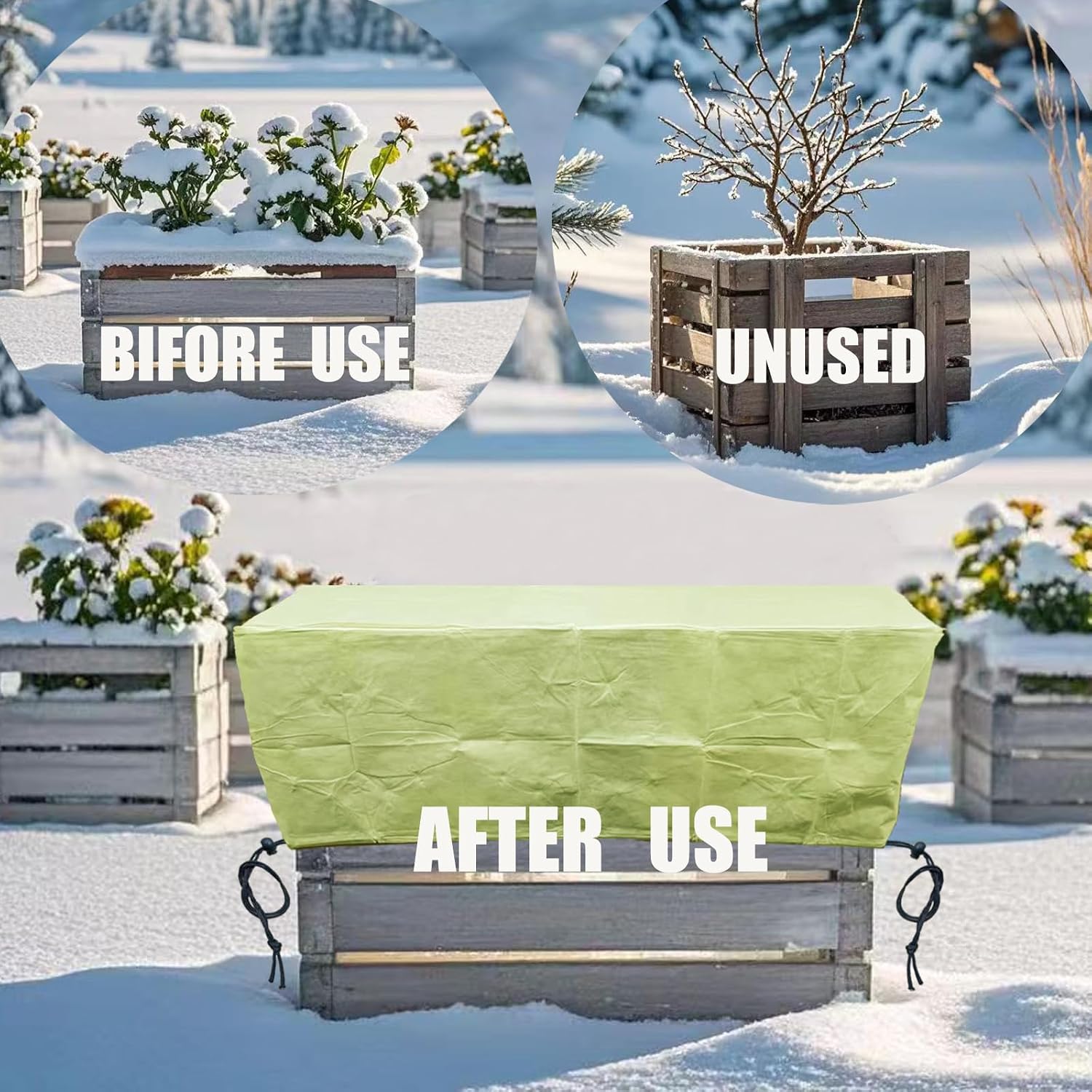 EJW Planter Cover, Plant Covers Freeze Protection,4 Pack 39.3"*17.7"*15.7" Planter Covers for Winter, Frost Cloths for