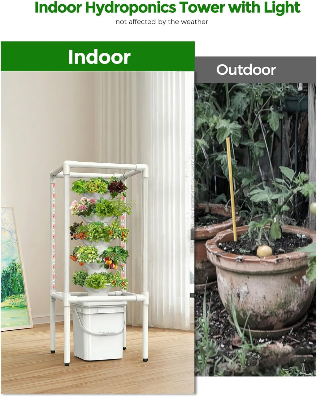 SJZX Hydroponics Growing System, Hydroponic Tower with Full-Spectrum Grow Lights, 5/14Tiers Indoor Outdoor Garden