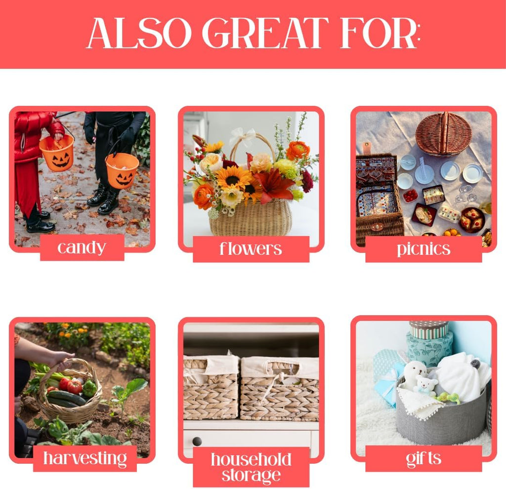 6 Pack – 6 Quart Garden Harvest Basket – Fruit Basket – Small Storage Container for Collecting, Gathering, and Gift