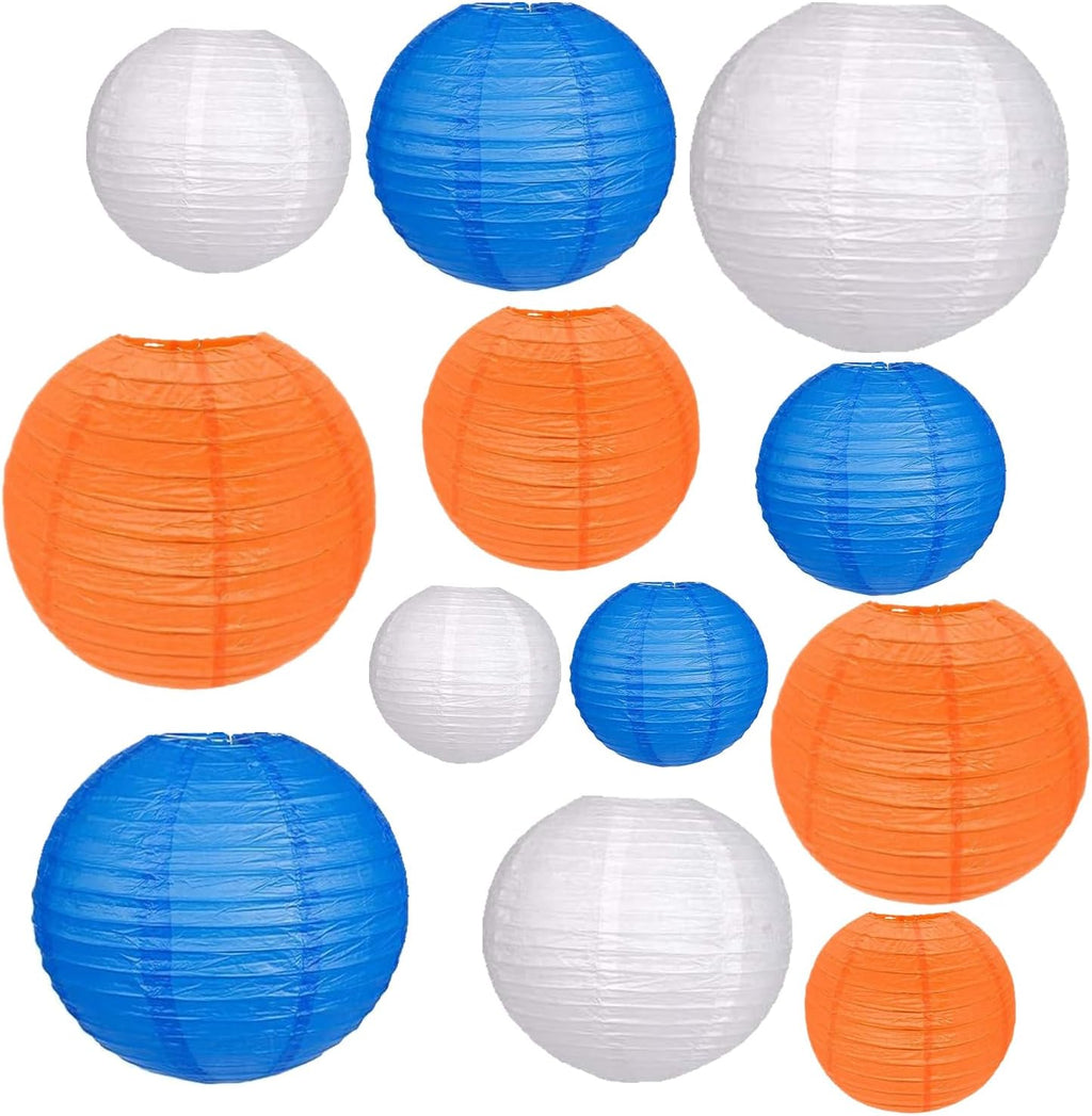 BEISHIDA Gold White Paper Lanterns 12Pcs 6/8/10/12 Inch Round Chinese Lamp
