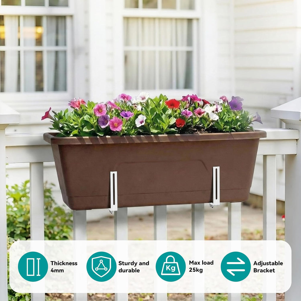 Adjustable Planter Box Brackets,Enhanced Bottom Support,Universal Outdoor Hanging Brackets,Flower Box Brackets for